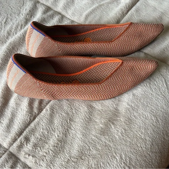 Rothy's The Point Merino Camel and Beige Patterned Flats - Picture 1 of 4